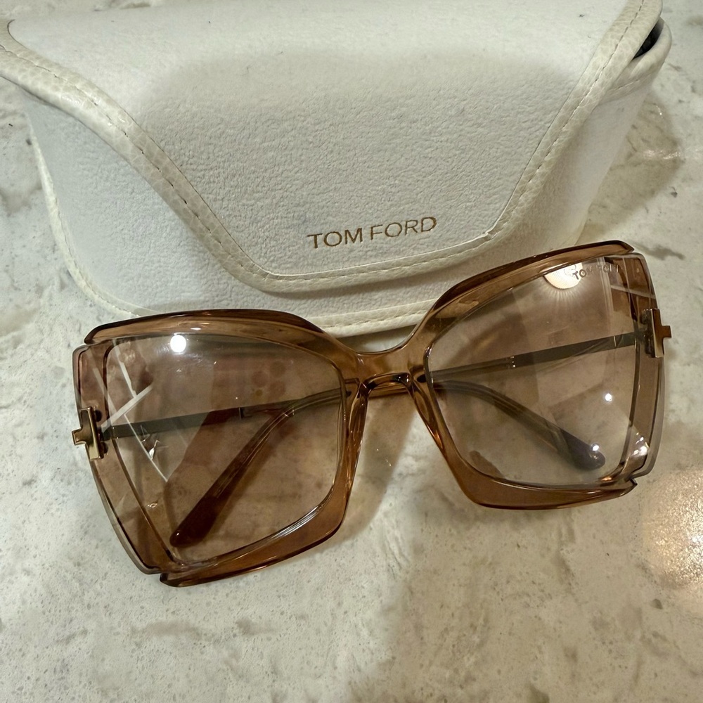 Tom Ford Women's Translucent Brown Square Sunglasses